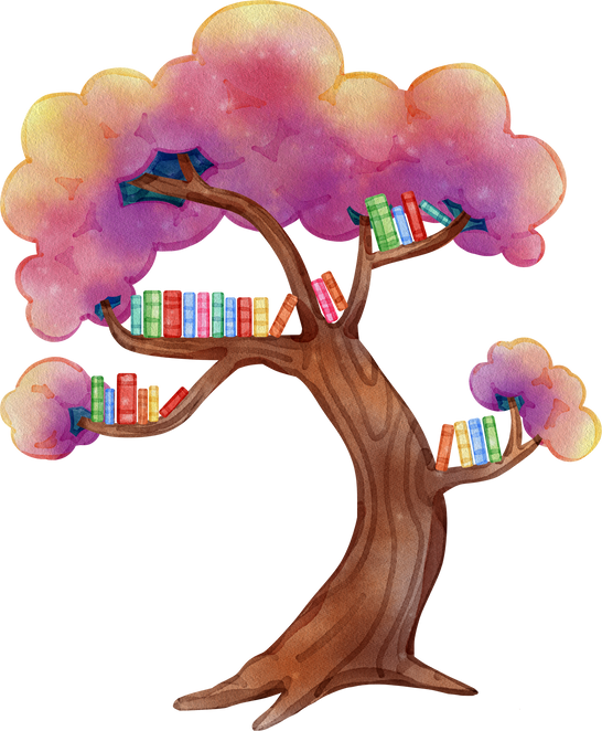 Hand Drawn Tree with Books