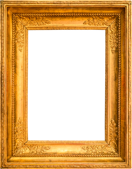 blank wide old wooden picture frame cutout