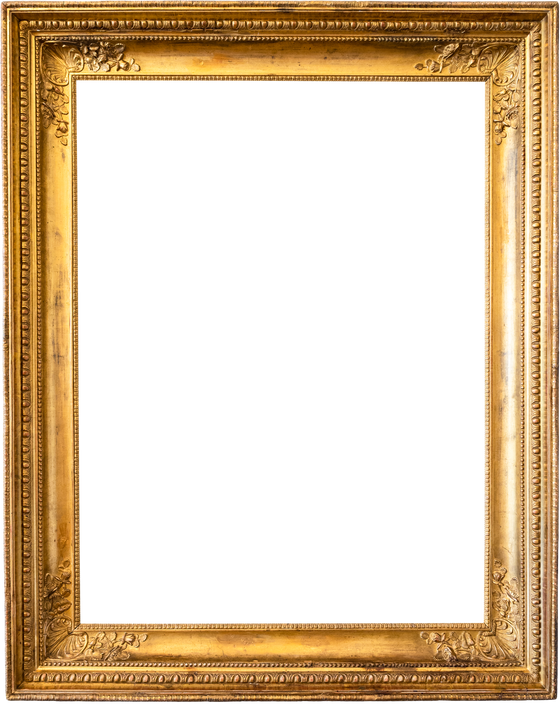 vertical ancient golden wide picture frame cutout