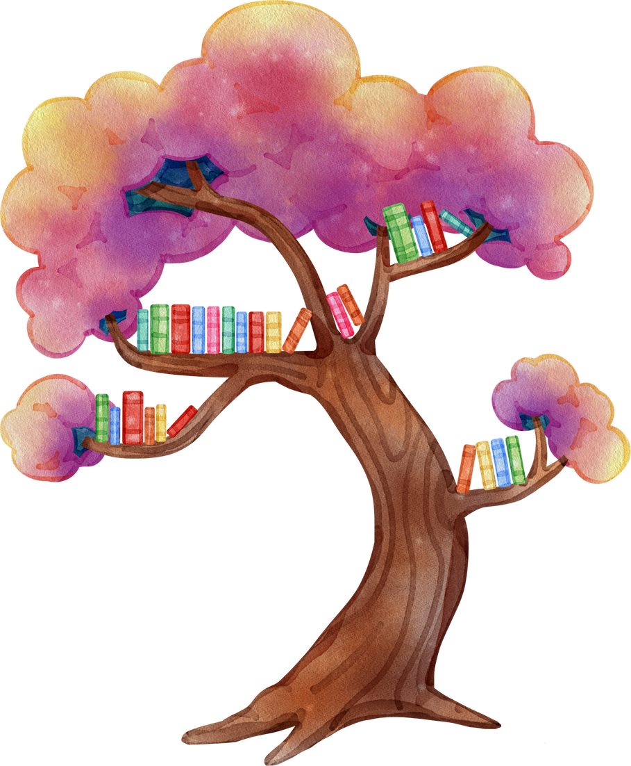 Hand Drawn Tree with Books